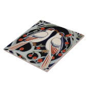 鳥とベリーアールヌーボーレッドバードアールデコ タイル (側面)