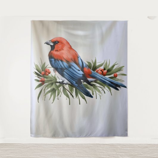 鳥とホリデーのクリスマスウォールアート タペストリー (正面)