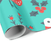 鳥とホリーベリークリスマスパターン ラッピングペーパー (ロールコーナー)