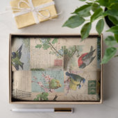 鳥とポストカードコラージュエフエメラティッシュペーパー 薄葉紙 (ギフト)