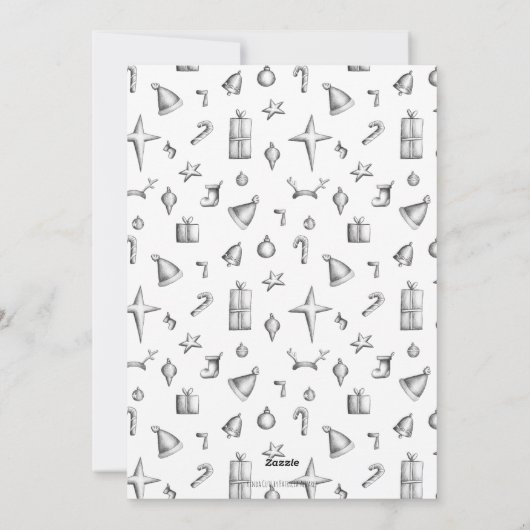 鳥とミニマルな白黒雪だるま シーズンカード (裏面)