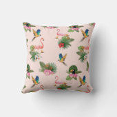 鳥とヤシの木の葉パターン クッション (裏面)