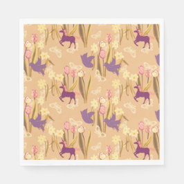 鳥とユニコーンon春草原 スタンダードランチョンナプキン