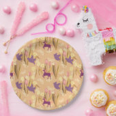 鳥とユニコーンon春草原 ペーパープレート (パーティー)