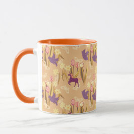 鳥とユニコーンon春草原 マグカップ