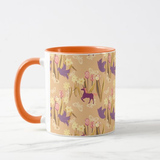 鳥とユニコーンon春草原 マグカップ (左)