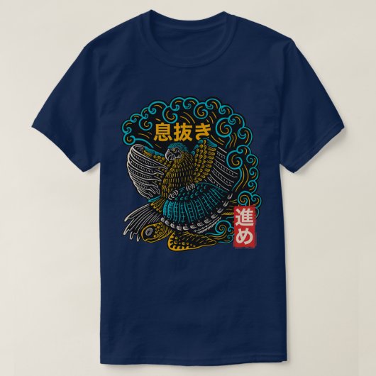 鳥と亀のサーフィン Tシャツ (デザイン正面)