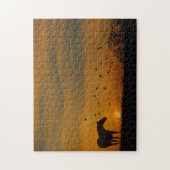 鳥と夕暮れの馬 ジグソーパズル (縦)