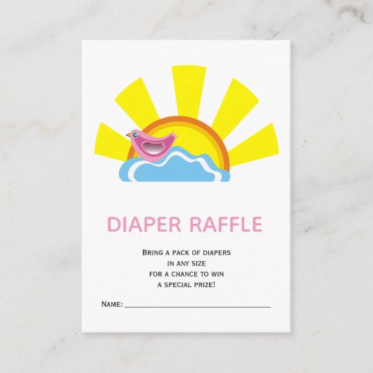 鳥と太陽のおむつラッフルベビーシャワー エンクロージャーカード (正面)
