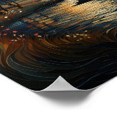 鳥と川の国の夕日 ポスター (角)