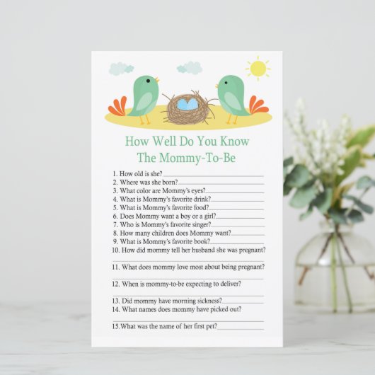 鳥と巣あなたは赤ちゃんシャワーをどれだけ知っているか (スタンド正面)