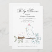 鳥と巣のベビーシャワー招待状 招待状 (正面/裏面)