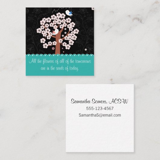 鳥と庭との励ましのメッセージ スクエア名刺 (正面/裏面)