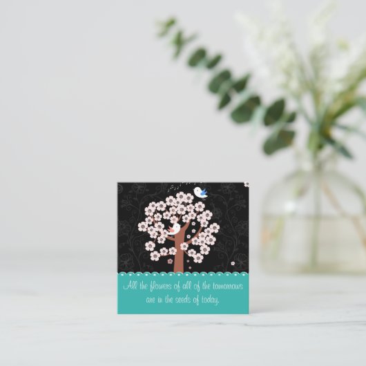 鳥と庭との励ましのメッセージ スクエア名刺 (スタンド正面)