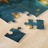 鳥と提灯で幻想的な森の風景 ジグソーパズル (側面)