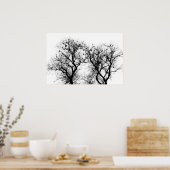 鳥と木のシルエット。 ポスター (キッチン)