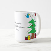 鳥と木のベビーの初めてのクリスマス コーヒーマグカップ (正面右)