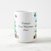 鳥と木の赤ちゃんの最初のクリスマス コーヒーマグカップ (中央)