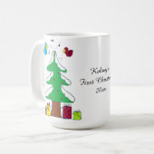 鳥と木の赤ちゃんの最初のクリスマス コーヒーマグカップ (正面左)