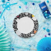 鳥と杯の模様 ペーパープレート (パーティー)