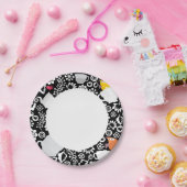 鳥と杯の模様 ペーパープレート (パーティー)