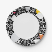 鳥と杯の模様 ペーパープレート (正面)