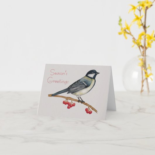 鳥と果実の折り畳まれたグリーティングカード カード (黄色い花)
