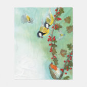 鳥と果実 フリースブランケット (正面)