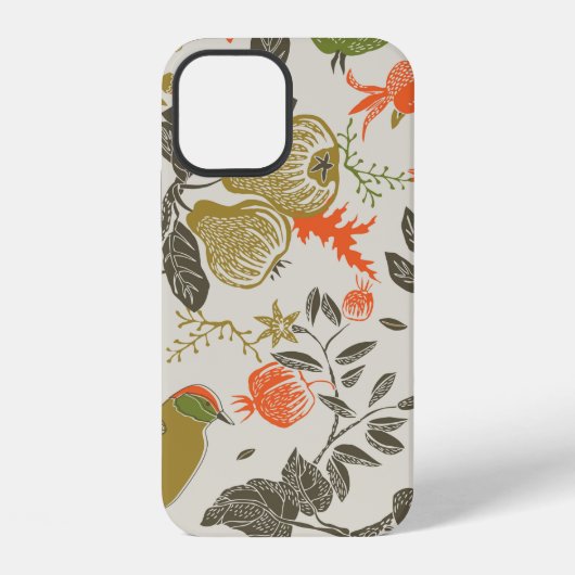 鳥と果物の庭。シームレス パターン iPhoneケース (裏面)