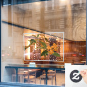 鳥と果物の窓が付いている ウィンドウサイン (カフェ窓)