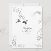 鳥と枝のかわいらしフローラ庭園の結婚式 招待状 (裏面)