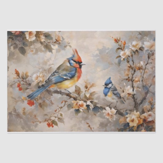 鳥と枝のデコパージュ用ティッシュペーパー 薄葉紙 (正面)