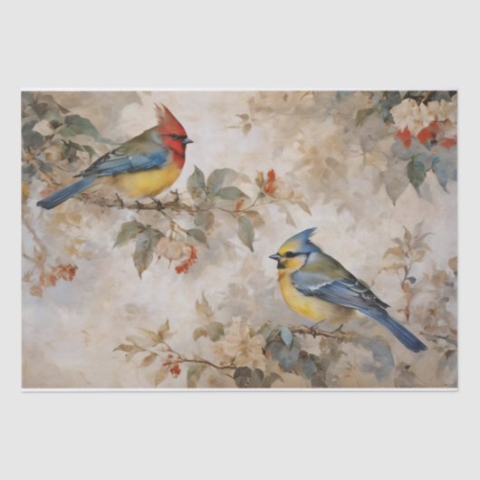 鳥と枝のデコパージュ 薄葉紙 (正面)