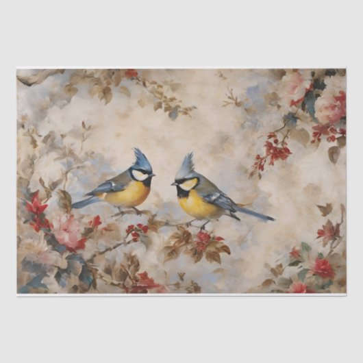 鳥と枝のデコパージュ 薄葉紙 (正面)