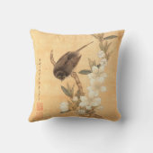鳥と桃の花明朝東洋美術 クッション (裏面)