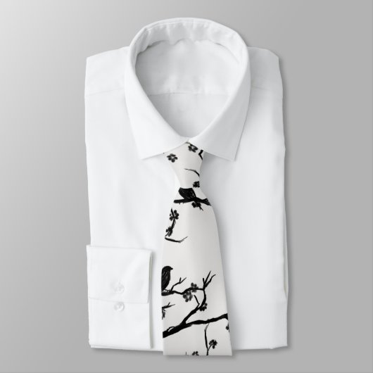 鳥と桜の日本の絵画枝 ネクタイ (タイ)