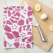 鳥と梅の花、デザイン キッチンタオル (四つ折り)