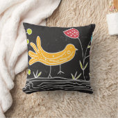 鳥と植物 クッション (ブランケット)
