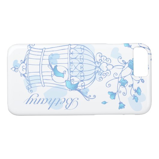 鳥と檻のアクアブルー名大文字 Case-Mate iPhoneケース (裏面(横))
