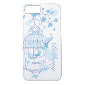 鳥と檻のアクアブルー名大文字 Case-Mate iPhoneケース (裏面)