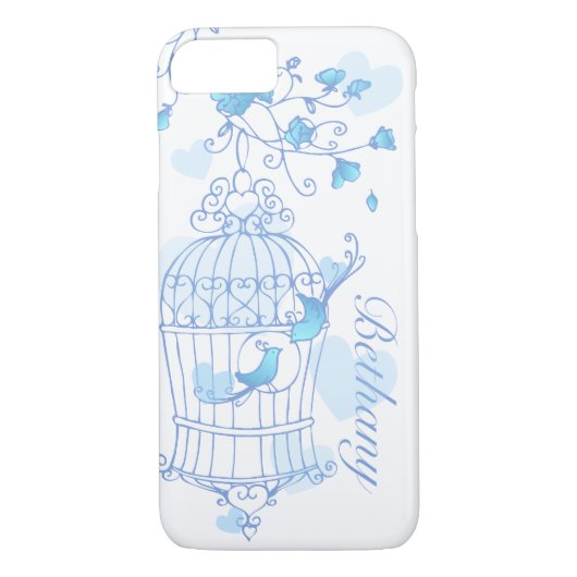 鳥と檻のアクアブルー名大文字 Case-Mate iPhoneケース (裏面)