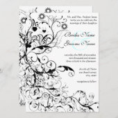 鳥と渦巻き結婚式招待状 招待状 (正面/裏面)