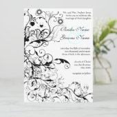 鳥と渦巻き結婚式招待状 招待状 (スタンド正面)