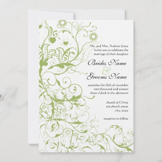 鳥と渦巻き結婚式招待状#17 招待状 (正面)