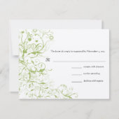 鳥と渦巻き結婚式RSVP応答カード 出欠カード (正面)