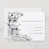 鳥と渦巻き結婚式RSVP応答カード 出欠カード (裏面)