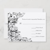 鳥と渦巻き結婚式RSVP応答カード#31g 出欠カード (裏面)