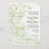 鳥と渦巻き緑あじさい#28結婚式の招待 招待状 (正面/裏面)