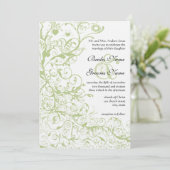 鳥と渦巻き緑あじさい#28結婚式の招待 招待状 (スタンド正面)
