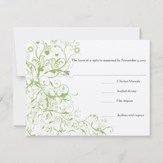 鳥と渦巻き#17結婚式RSVP応答カード 出欠カード (裏面)